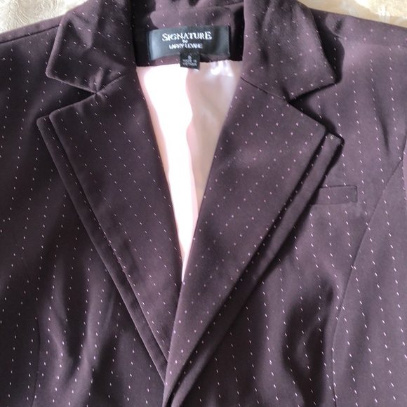 SIGNATURE by LARRY LEVINE - SIZE 8 PANTSUIT - BROWN/PINK PINSTRIPE CLASSY #056 - Picture 8 of 9